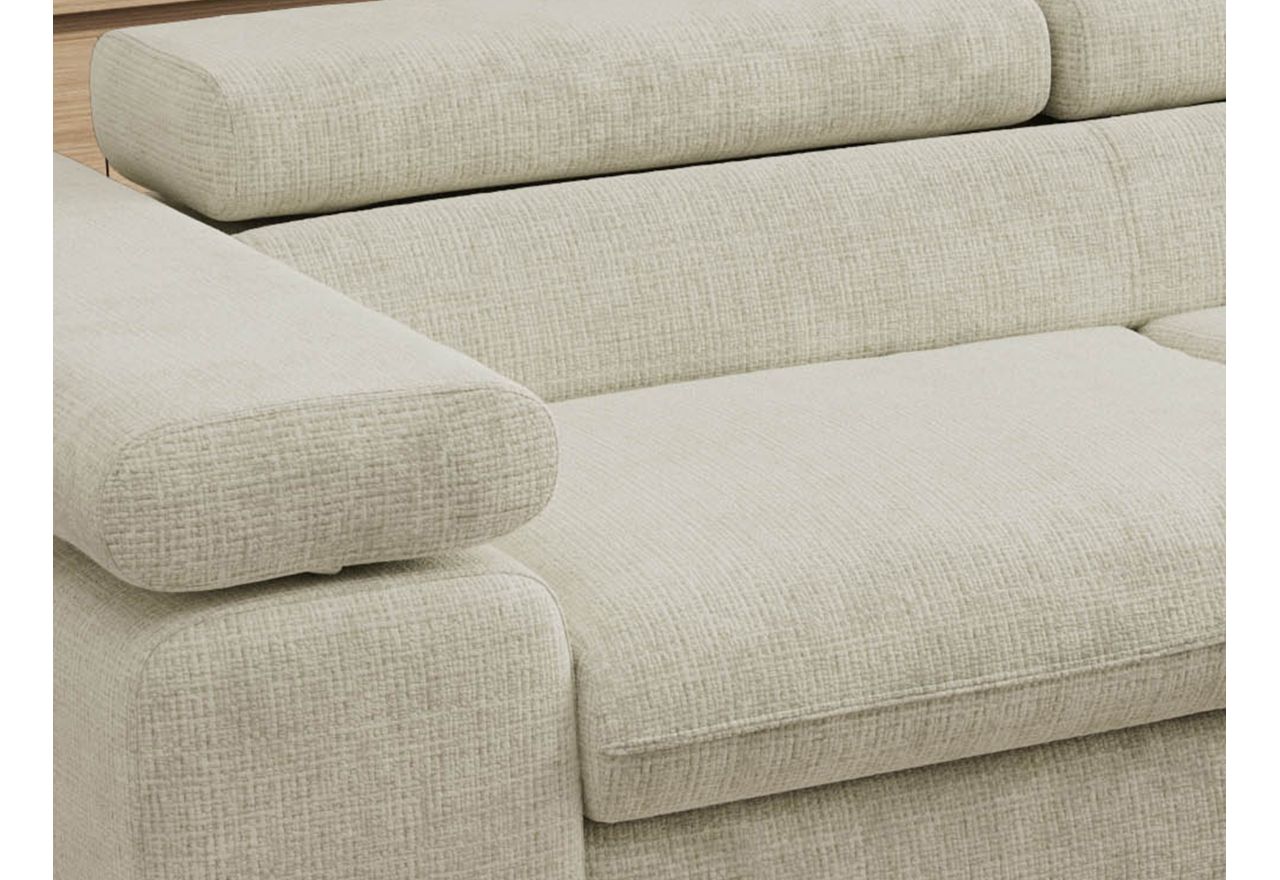 Narożnik PABLO L - strona prawa - kremowy, szenil grubo tkany - Topper Visco