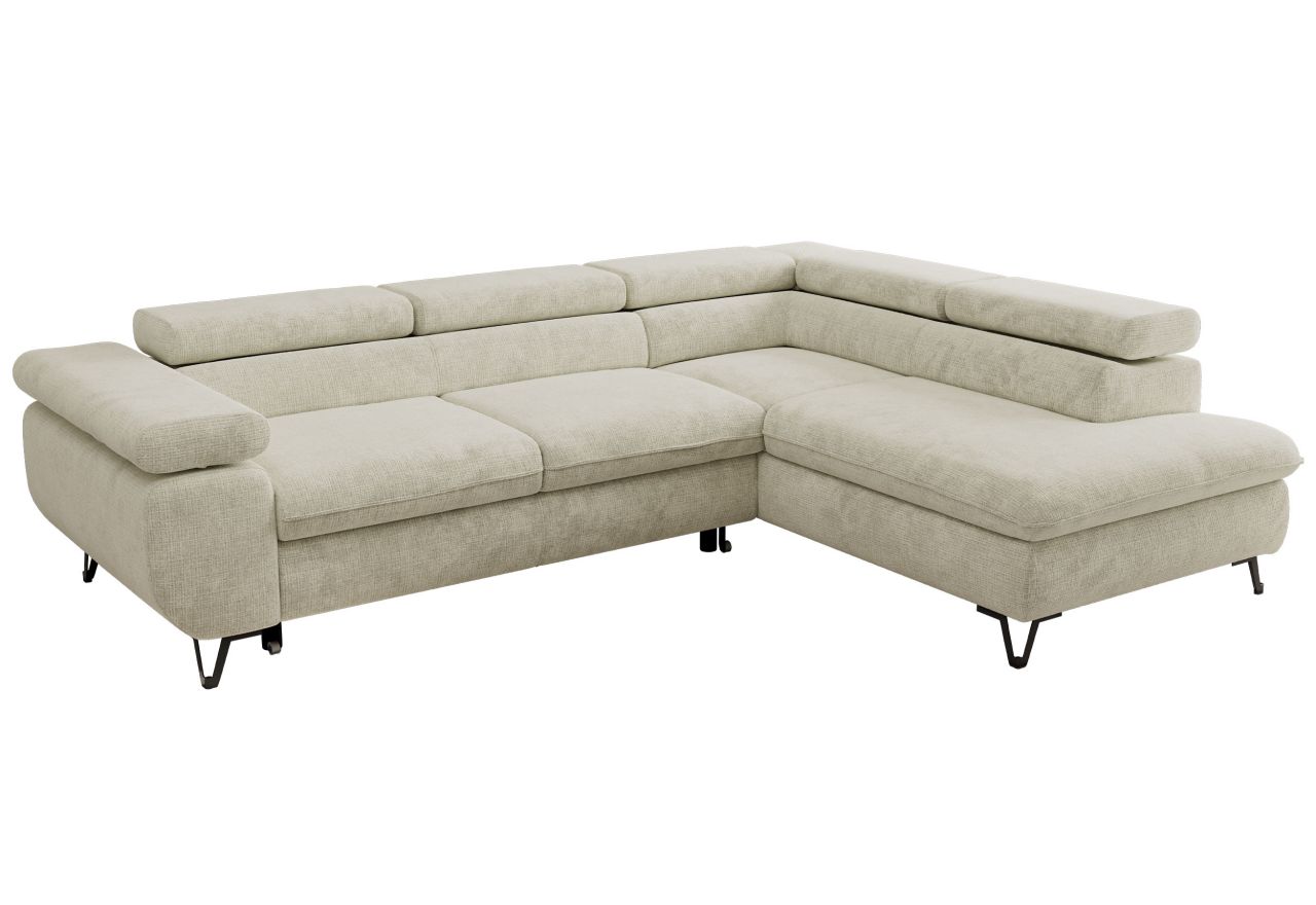 Narożnik PABLO L - strona prawa - kremowy, szenil grubo tkany - Topper Visco