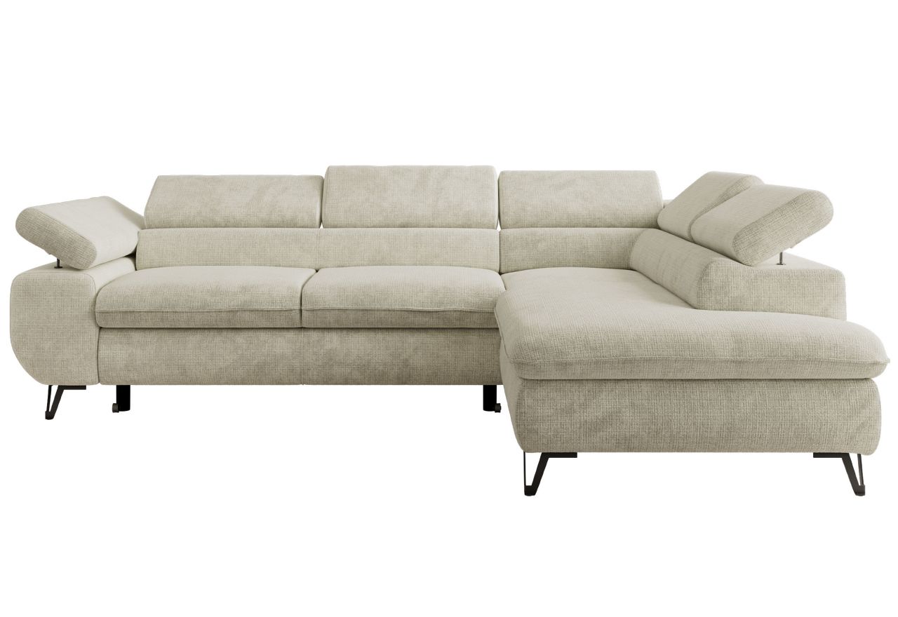 Narożnik PABLO L - strona prawa - kremowy, szenil grubo tkany - Topper Visco