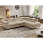 Narożnik PABLO L - strona prawa - beżowy, szenil grubo tkany - Topper Visco