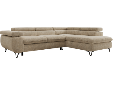 Narożnik PABLO L - strona prawa - beżowy, szenil grubo tkany - Topper Visco