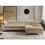 Narożnik PABLO L - strona prawa - beżowy, szenil grubo tkany - Topper Visco