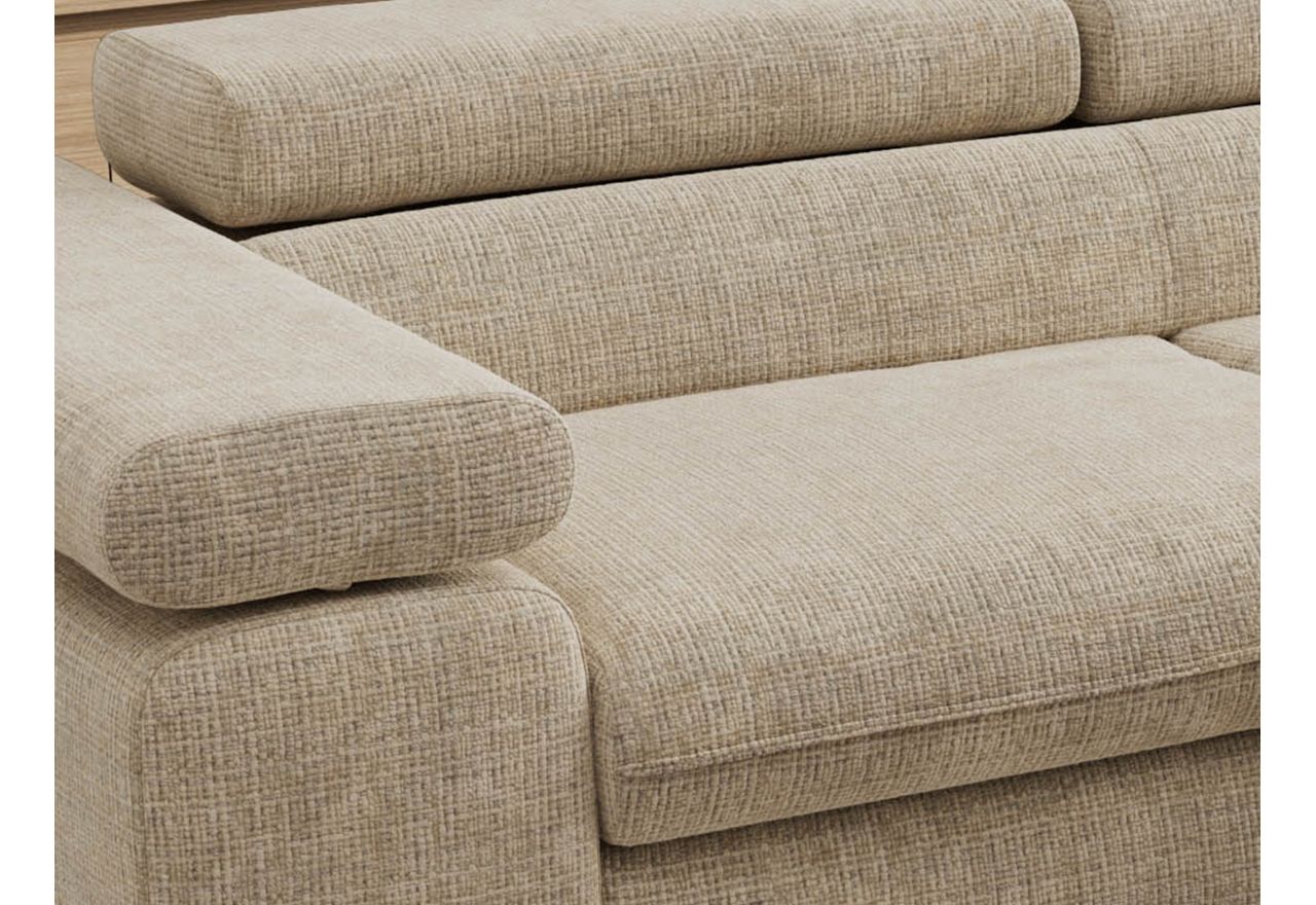 Narożnik PABLO L - strona prawa - beżowy, szenil grubo tkany - Topper Visco