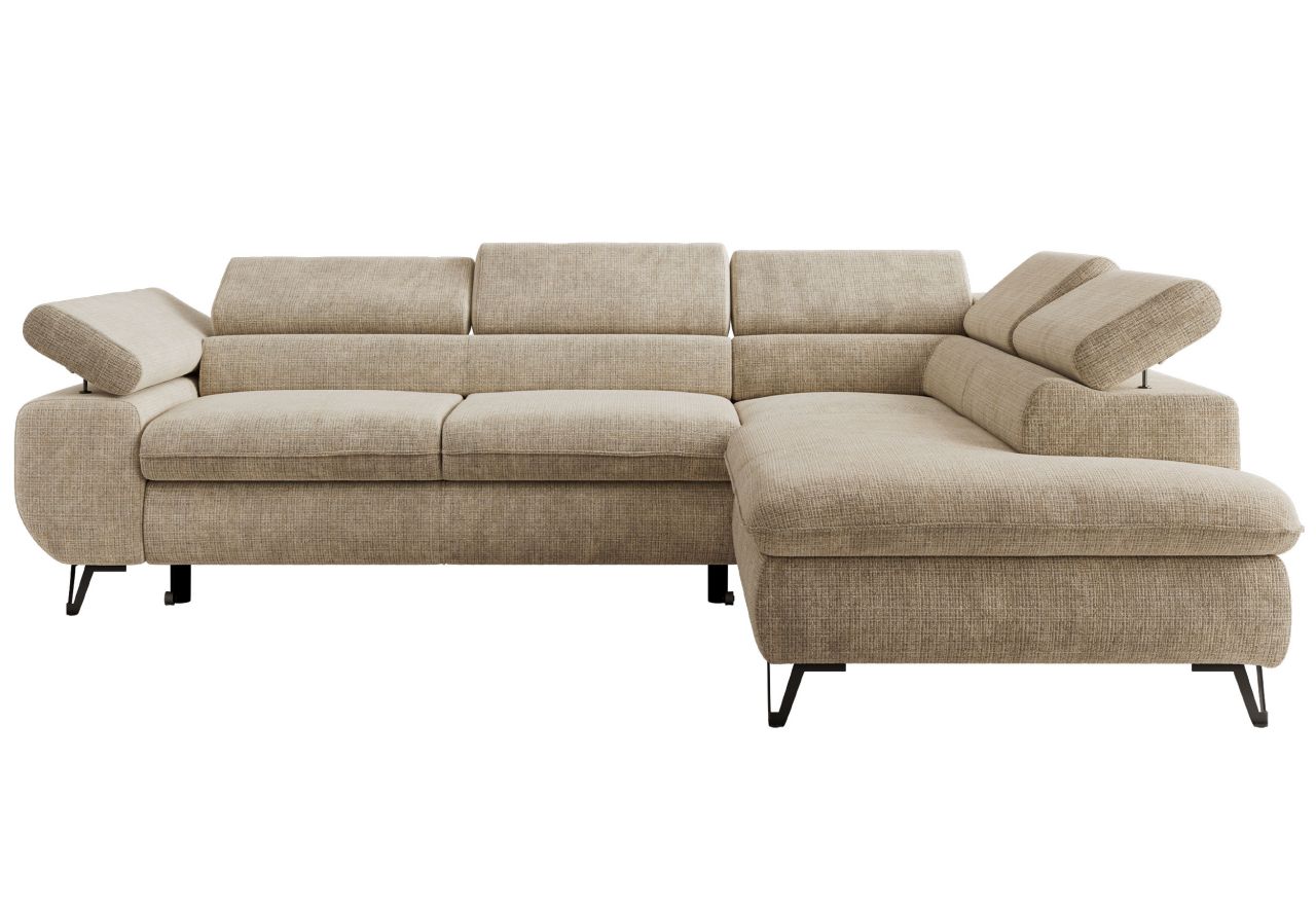 Narożnik PABLO L - strona prawa - beżowy, szenil grubo tkany - Topper Visco