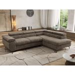 Narożnik PABLO L - strona prawa - brązowy, szenil grubo tkany - Topper Visco