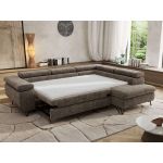 Narożnik PABLO L - strona prawa - brązowy, szenil grubo tkany - Topper Visco