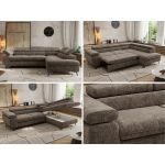 Narożnik PABLO L - strona prawa - brązowy, szenil grubo tkany - Topper Visco