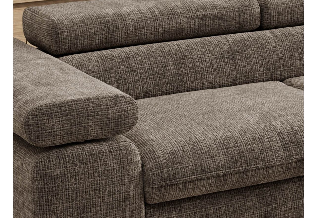 Narożnik PABLO L - strona prawa - brązowy, szenil grubo tkany - Topper Visco