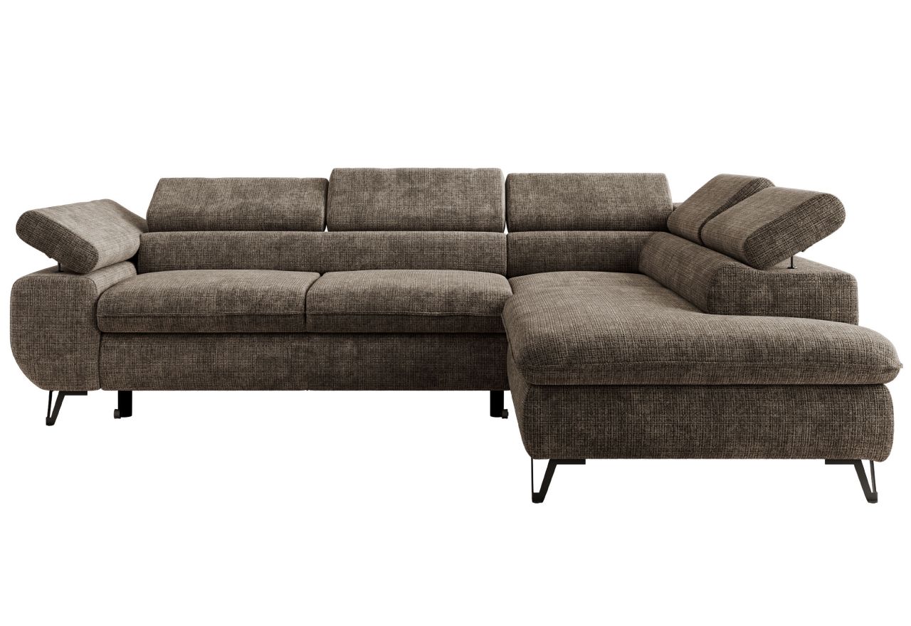 Narożnik PABLO L - strona prawa - brązowy, szenil grubo tkany - Topper Visco