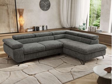 Narożnik PABLO L - strona prawa - szary, szenil grubo tkany - Topper Visco