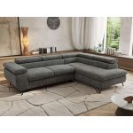 Narożnik PABLO L - strona prawa - szary, szenil grubo tkany - Topper Visco