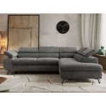 Narożnik PABLO L - strona prawa - szary, szenil grubo tkany - Topper Visco