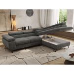 Narożnik PABLO L - strona prawa - szary, szenil grubo tkany - Topper Visco