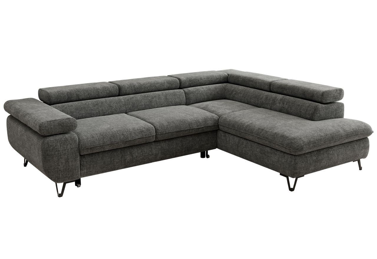 Narożnik PABLO L - strona prawa - szary, szenil grubo tkany - Topper Visco