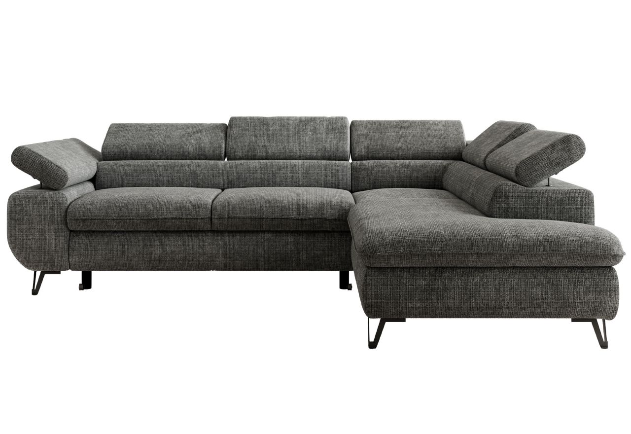 Narożnik PABLO L - strona prawa - szary, szenil grubo tkany - Topper Visco