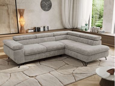 Narożnik PABLO L - strona prawa - jasnoszary, szenil grubo tkany - Topper Visco