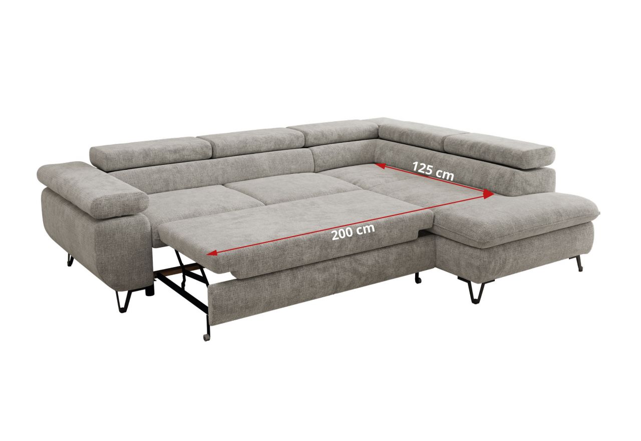 Narożnik PABLO L - strona prawa - jasnoszary, szenil grubo tkany - Topper Visco