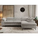 Narożnik PABLO L - strona prawa - jasnoszary, szenil grubo tkany - Topper Visco