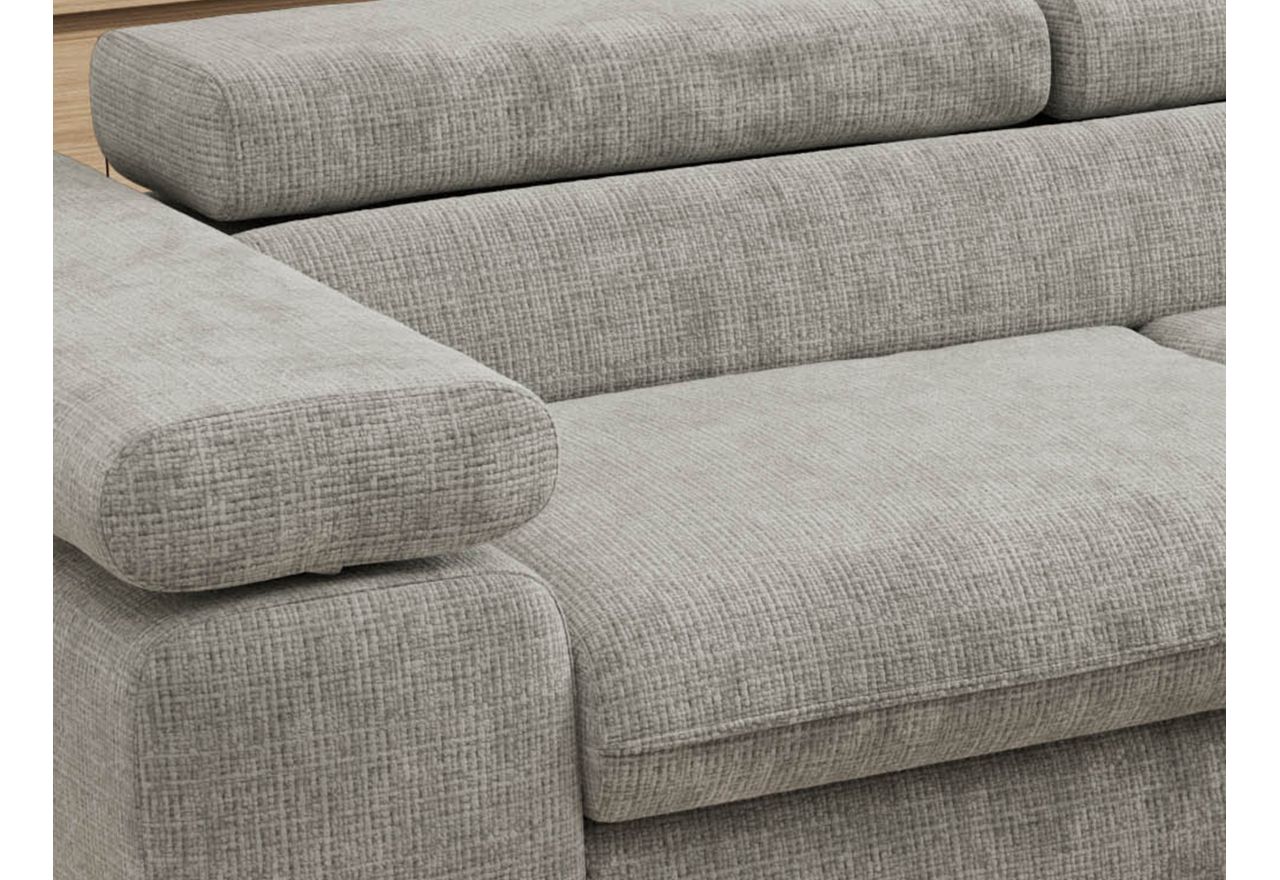 Narożnik PABLO L - strona prawa - jasnoszary, szenil grubo tkany - Topper Visco