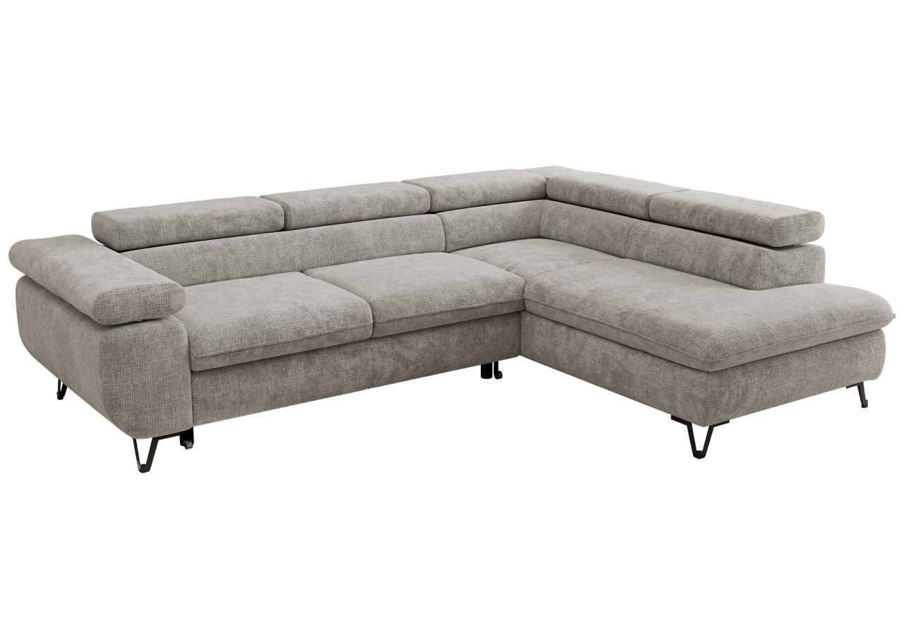 Narożnik PABLO L - strona prawa - jasnoszary, szenil grubo tkany - Topper Visco