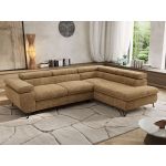 Narożnik PABLO L - strona prawa - jasnobrązowy, szenil grubo tkany - Topper Visco