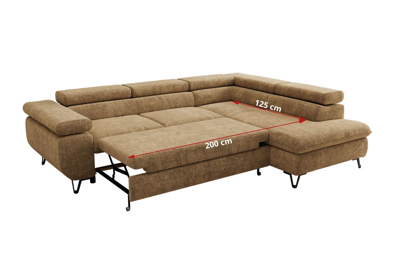 Narożnik PABLO L - strona prawa - jasnobrązowy, szenil grubo tkany - Topper Visco