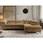 Narożnik PABLO L - strona prawa - jasnobrązowy, szenil grubo tkany - Topper Visco