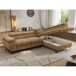 Narożnik PABLO L - strona prawa - jasnobrązowy, szenil grubo tkany - Topper Visco