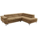 Narożnik PABLO L - strona prawa - jasnobrązowy, szenil grubo tkany - Topper Visco