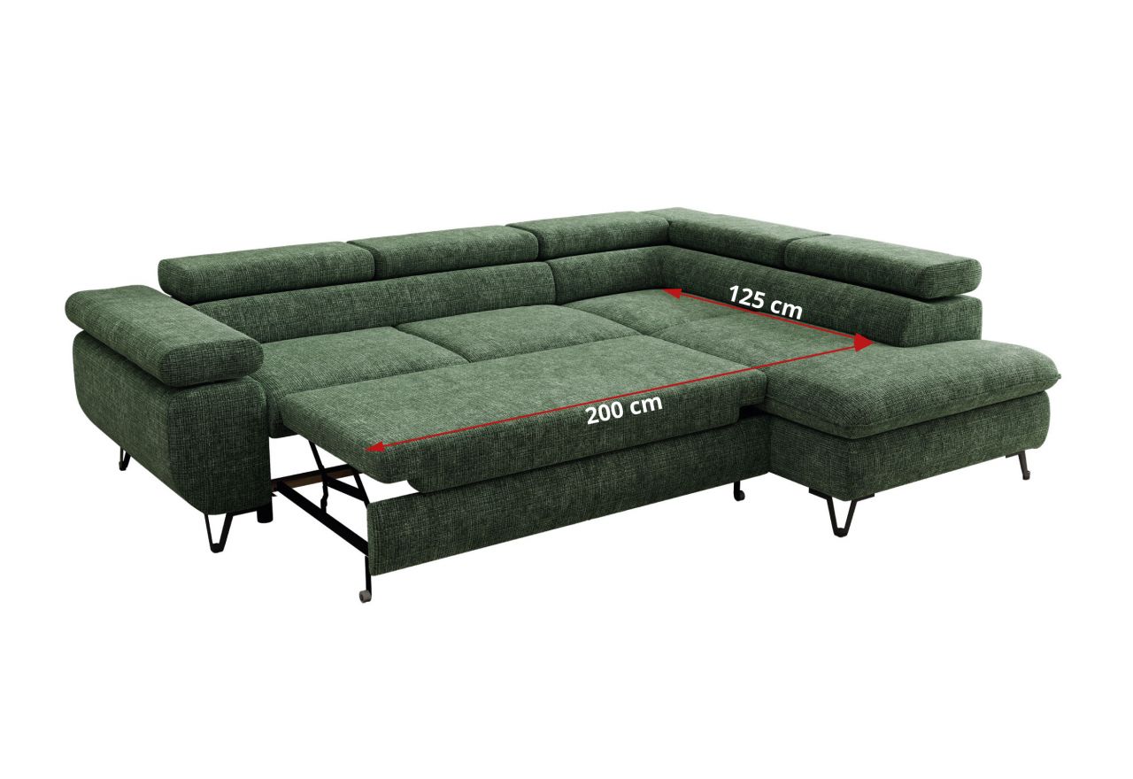 Narożnik PABLO L - strona prawa - ciemnozielony, szenil grubo tkany - Topper Visco