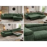 Narożnik PABLO L - strona prawa - ciemnozielony, szenil grubo tkany - Topper Visco