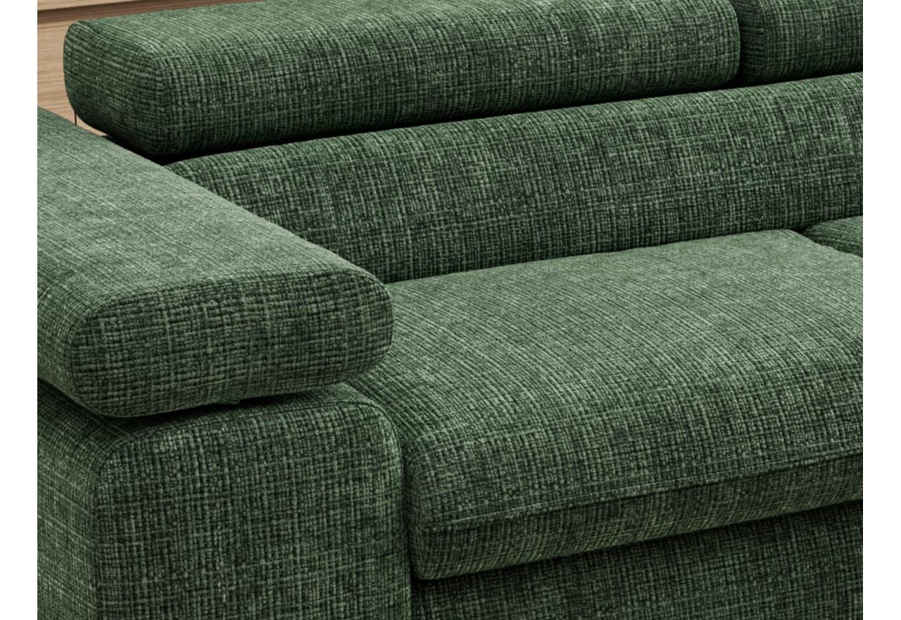 Narożnik PABLO L - strona prawa - ciemnozielony, szenil grubo tkany - Topper Visco