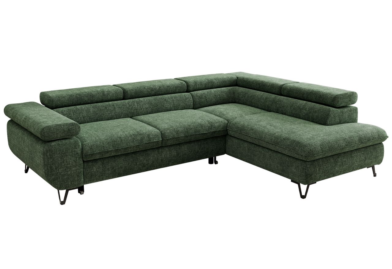 Narożnik PABLO L - strona prawa - ciemnozielony, szenil grubo tkany - Topper Visco