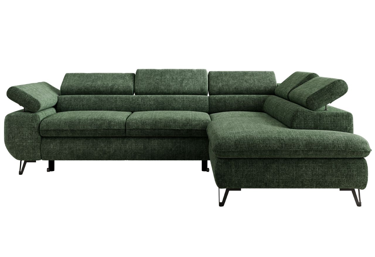 Narożnik PABLO L - strona prawa - ciemnozielony, szenil grubo tkany - Topper Visco