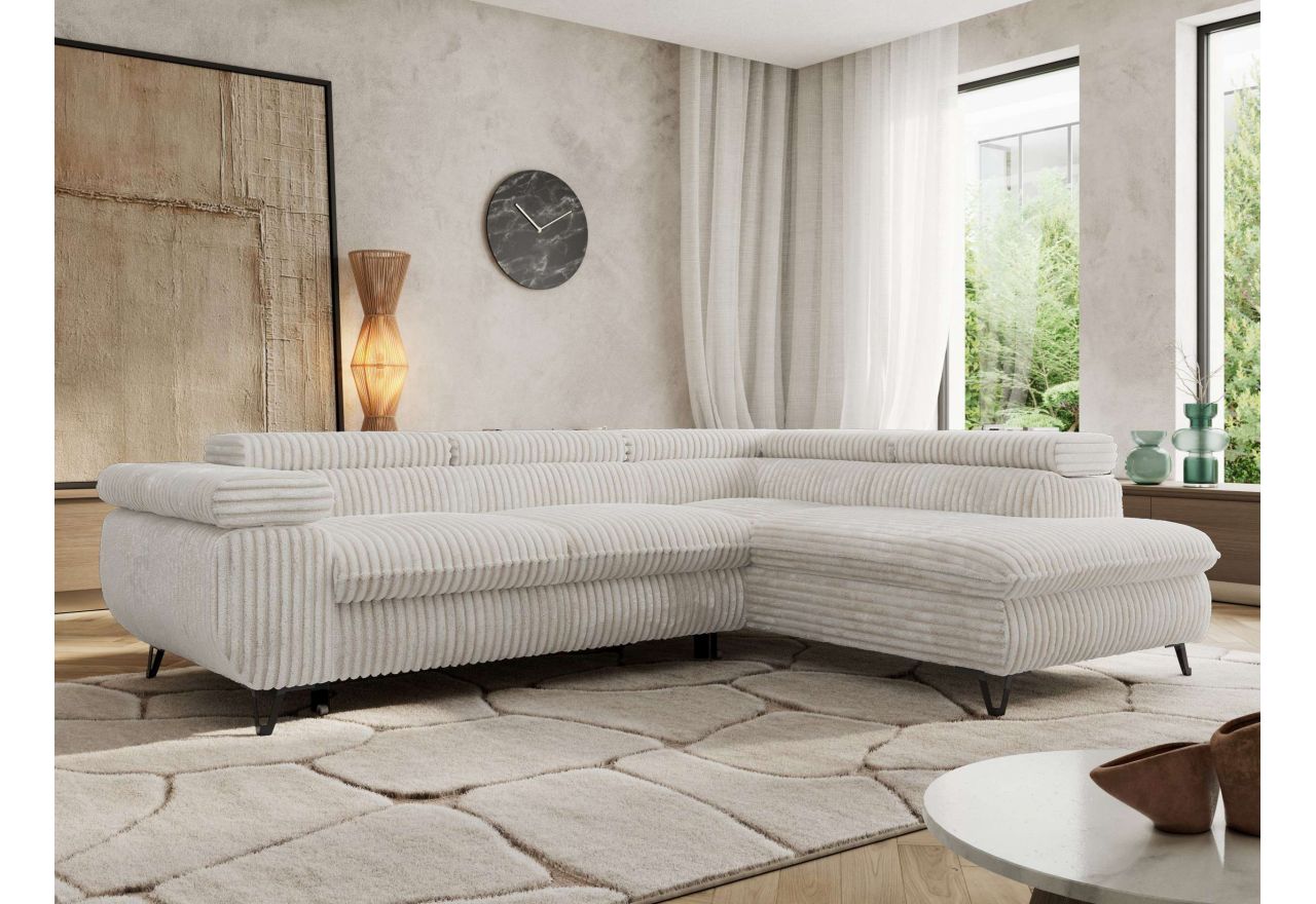 Narożnik PABLO L - strona prawa - beżowy, sztruks - Topper Visco