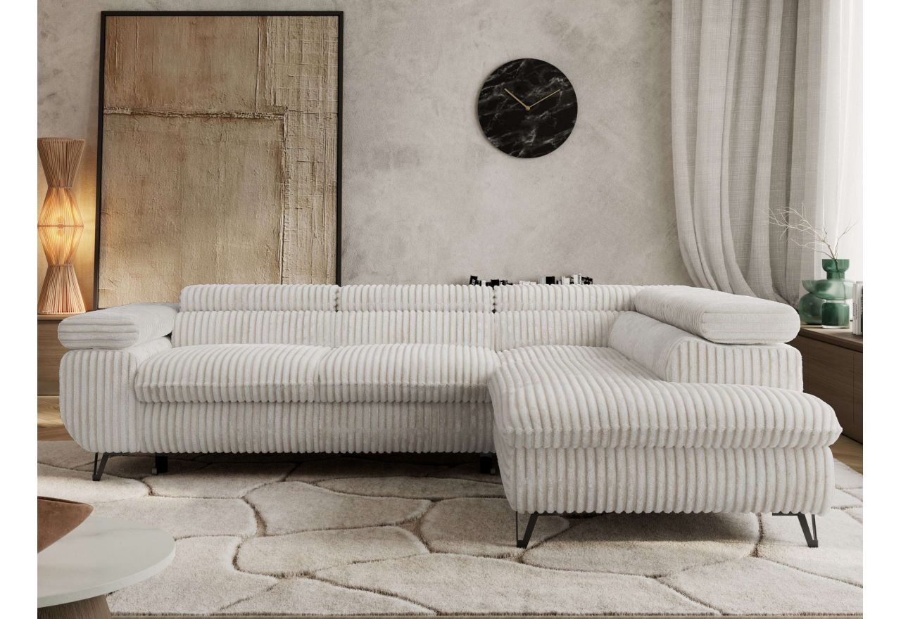 Narożnik PABLO L - strona prawa - beżowy, sztruks - Topper Visco