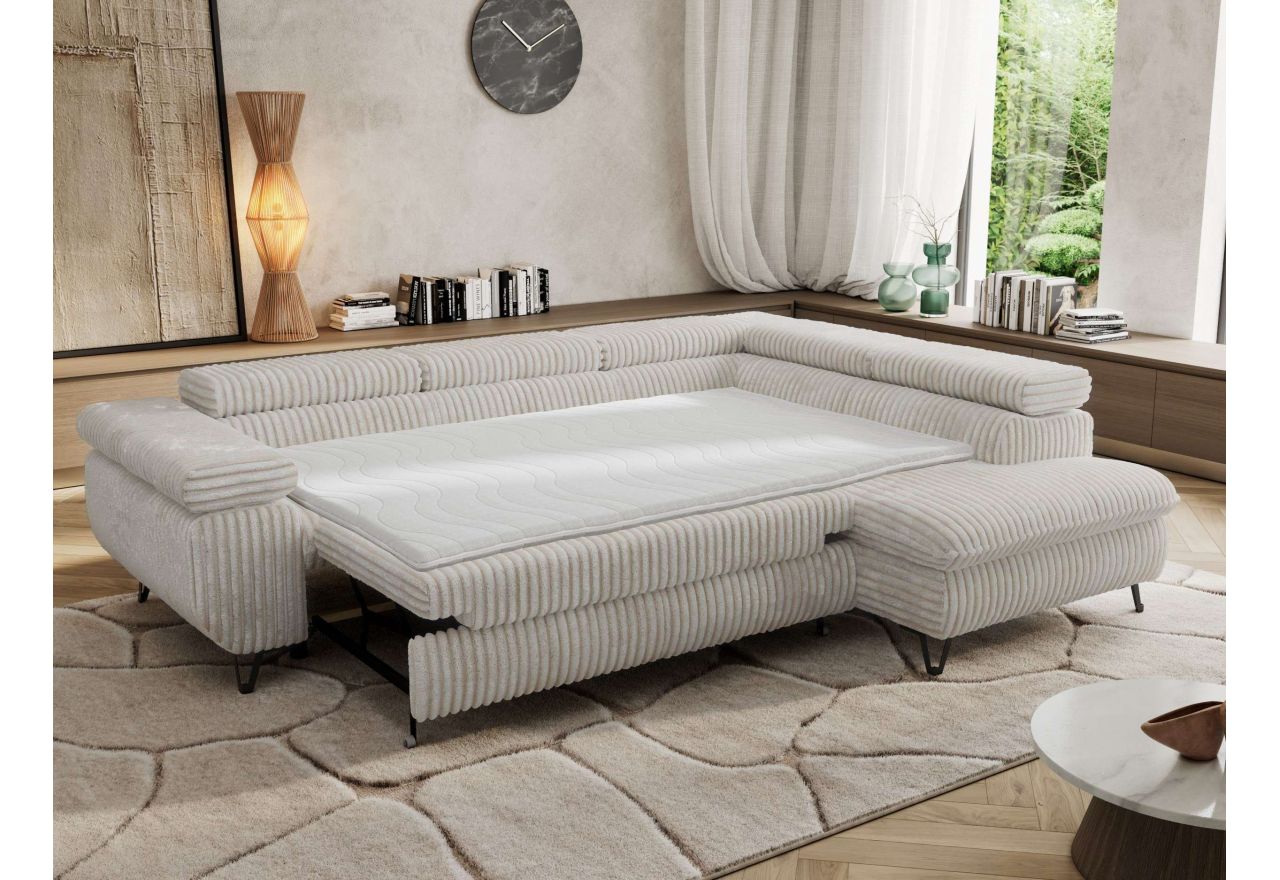 Narożnik PABLO L - strona prawa - beżowy, sztruks - Topper Visco