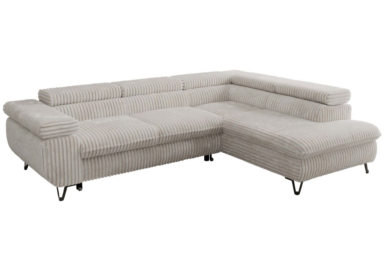 Narożnik PABLO L - strona prawa - beżowy, sztruks - Topper Visco