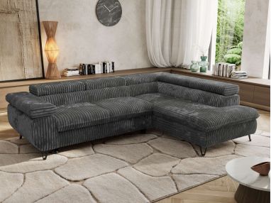 Narożnik PABLO L - strona prawa - szary, sztruks - Topper Visco