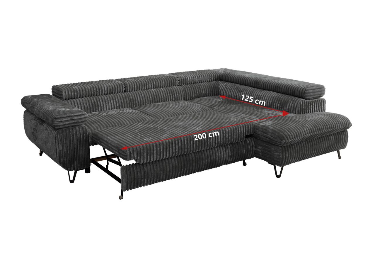 Narożnik PABLO L - strona prawa - szary, sztruks - Topper Visco