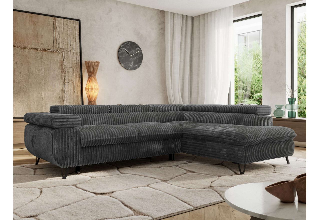 Narożnik PABLO L - strona prawa - szary, sztruks - Topper Visco