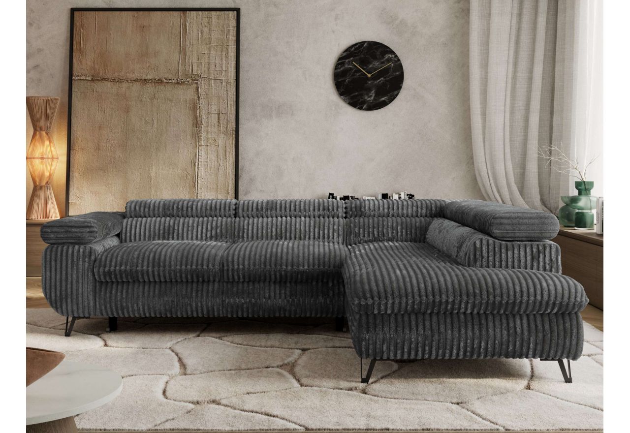 Narożnik PABLO L - strona prawa - szary, sztruks - Topper Visco