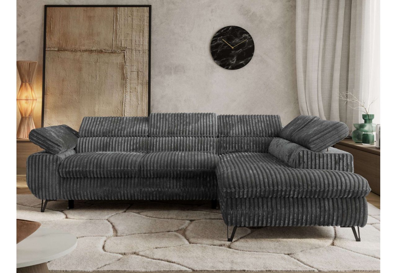 Narożnik PABLO L - strona prawa - szary, sztruks - Topper Visco