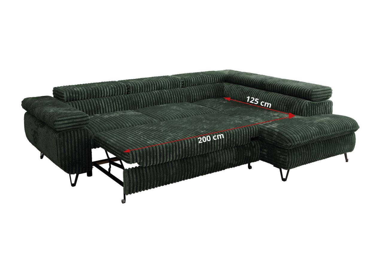 Narożnik PABLO L - strona prawa - ciemnozielony, sztruks - Topper Visco