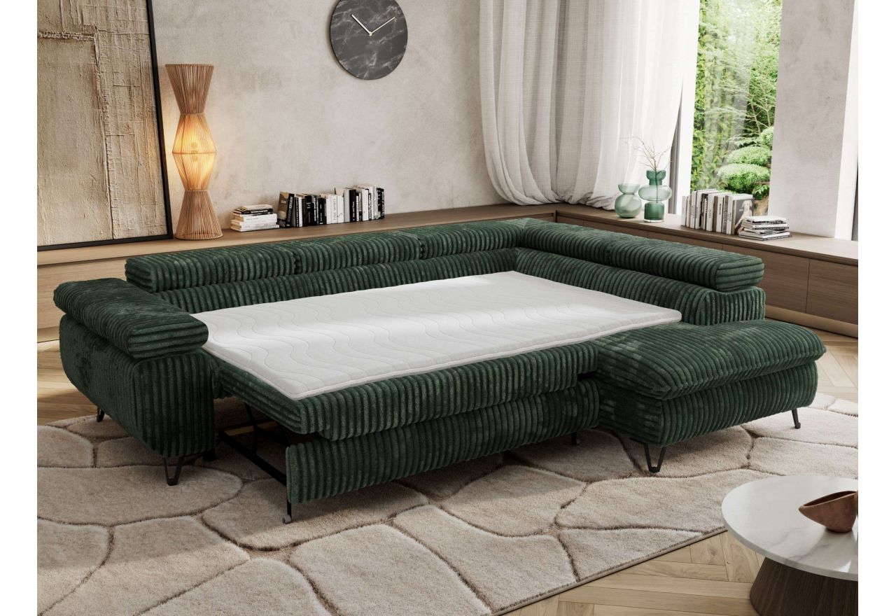 Narożnik PABLO L - strona prawa - ciemnozielony, sztruks - Topper Visco