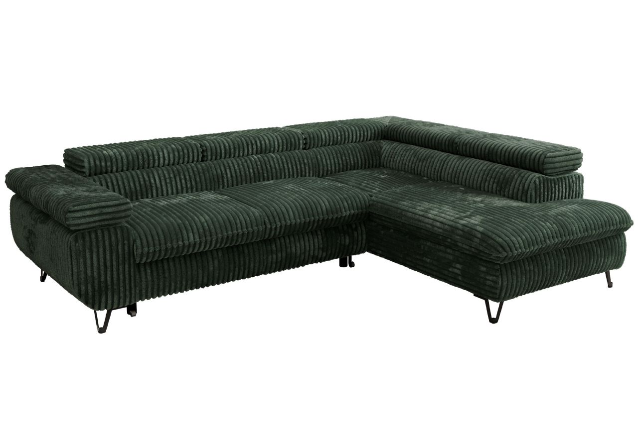 Narożnik PABLO L - strona prawa - ciemnozielony, sztruks - Topper Visco