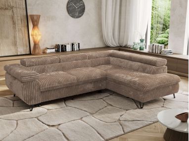 Narożnik PABLO L - strona prawa - brązowy, sztruks - Topper Visco