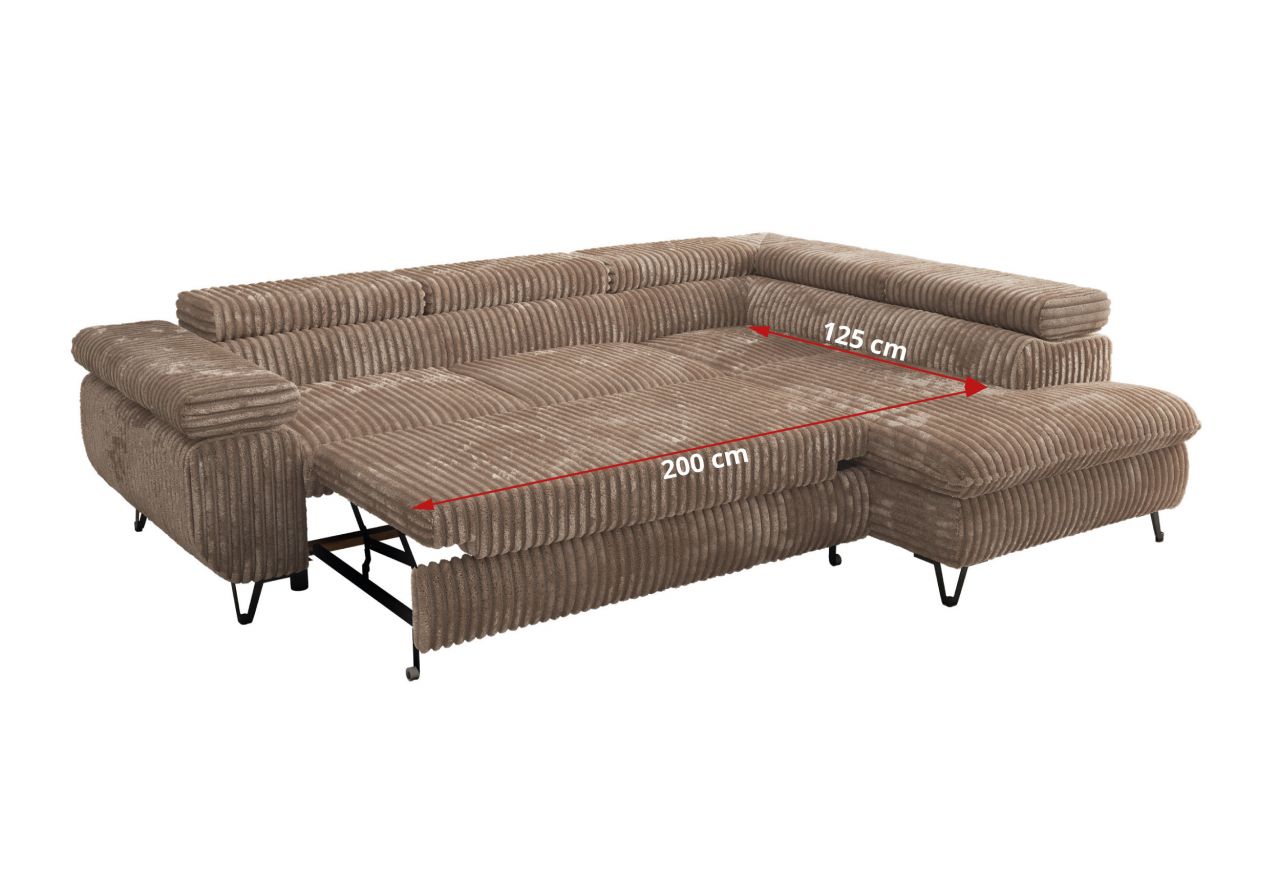 Narożnik PABLO L - strona prawa - brązowy, sztruks - Topper Visco