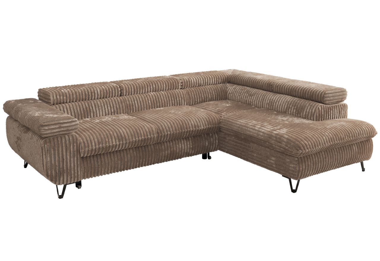 Narożnik PABLO L - strona prawa - brązowy, sztruks - Topper Visco