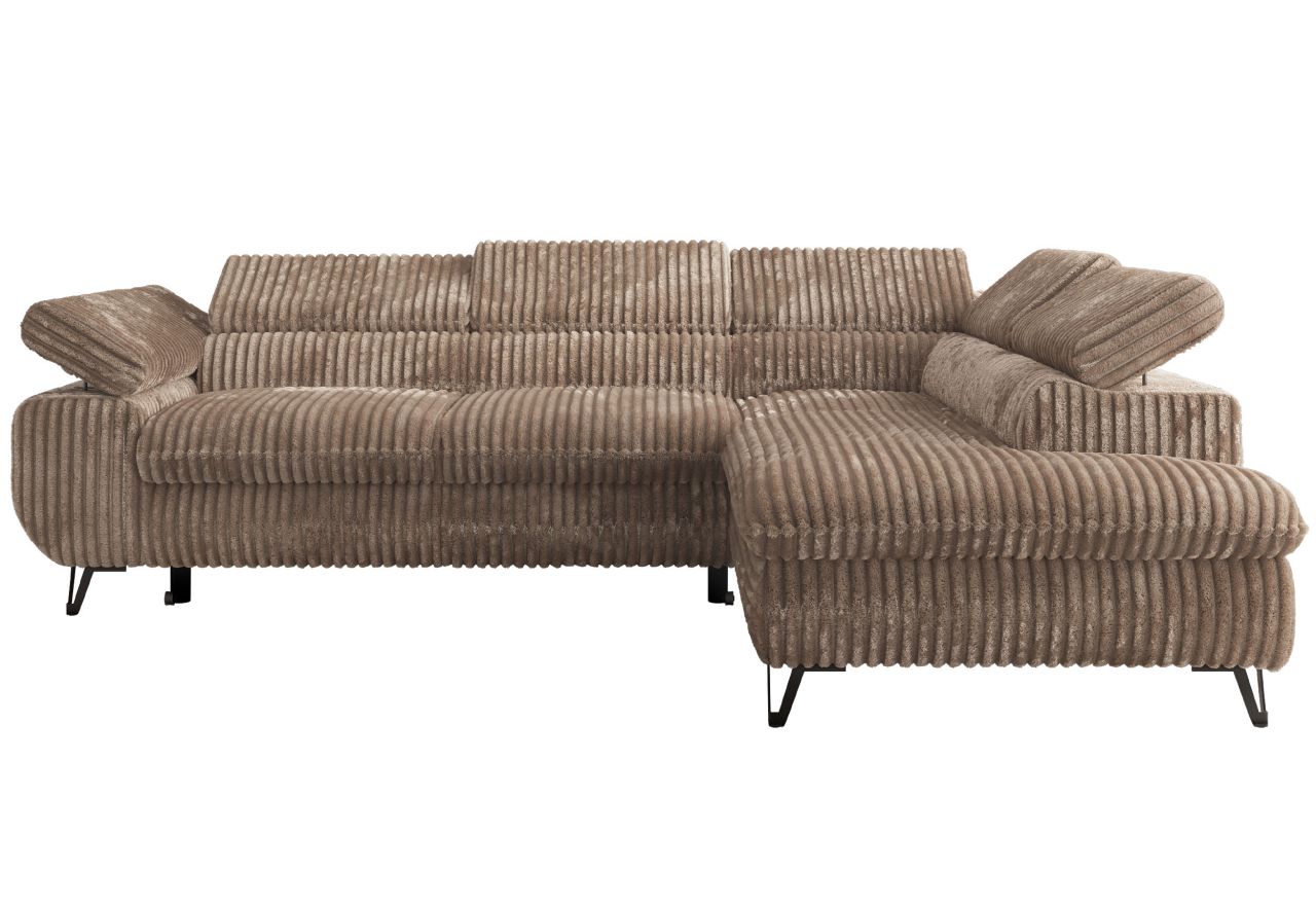 Narożnik PABLO L - strona prawa - brązowy, sztruks - Topper Visco